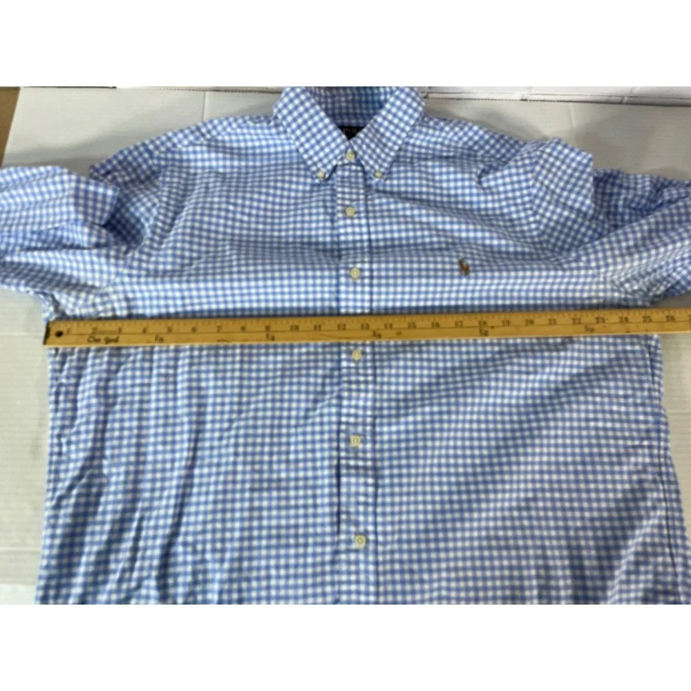 Polo Ralph Lauren Button Down Shirt Mens XL Blue Gingham Classic Fit Cotton